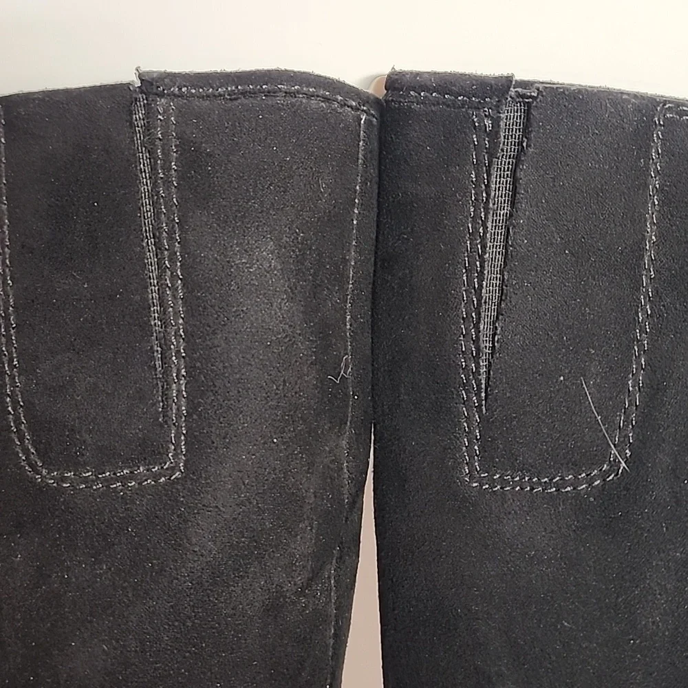 Carlos Santana Black Knee-High Sz 9.5 Faux Suede Western Style Boots